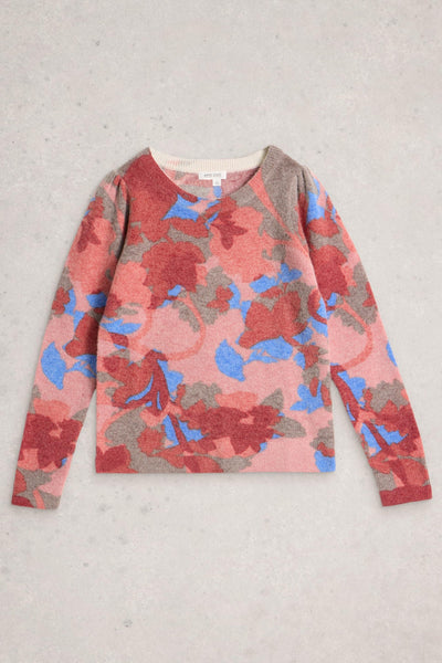 White Stuff Jodie Printed Jumper in Red Print