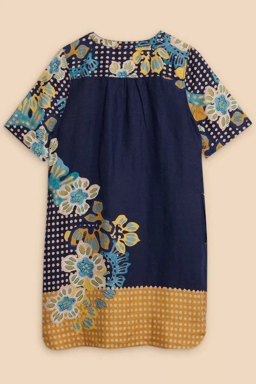 White Stuff June Linen Shift Dress in Navy Print-Womens-Ohh! By Gum - Shop Sustainable