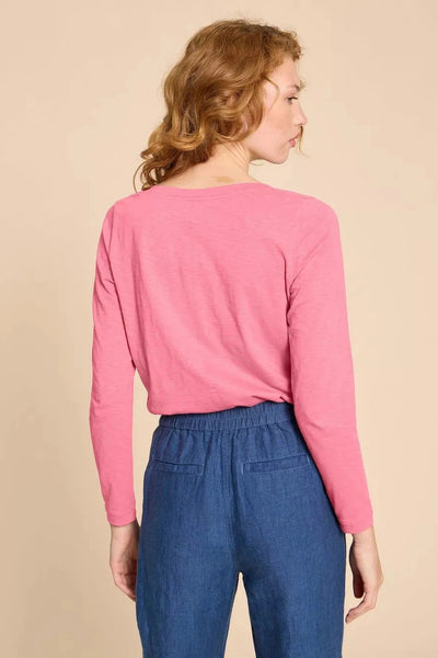 White Stuff Long Sleeve Nelly Tee in Mid Pink-Womens-Ohh! By Gum - Shop Sustainable