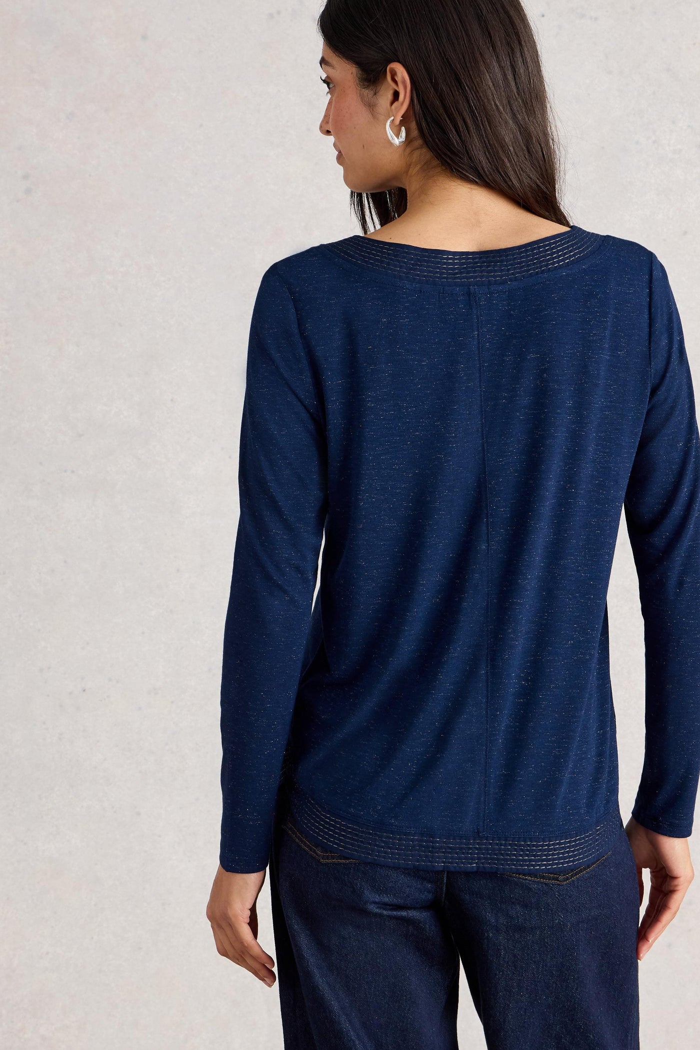White Stuff Long Sleeve Weaver Sparkle Tee