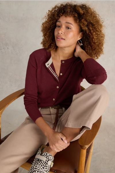 White Stuff Lulu Dark Plum Cardigan-Womens-Ohh! By Gum - Shop Sustainable