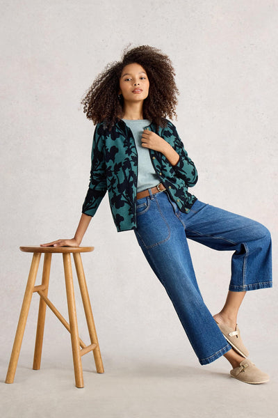 White Stuff Lulu Print Cardigan in Blue Print