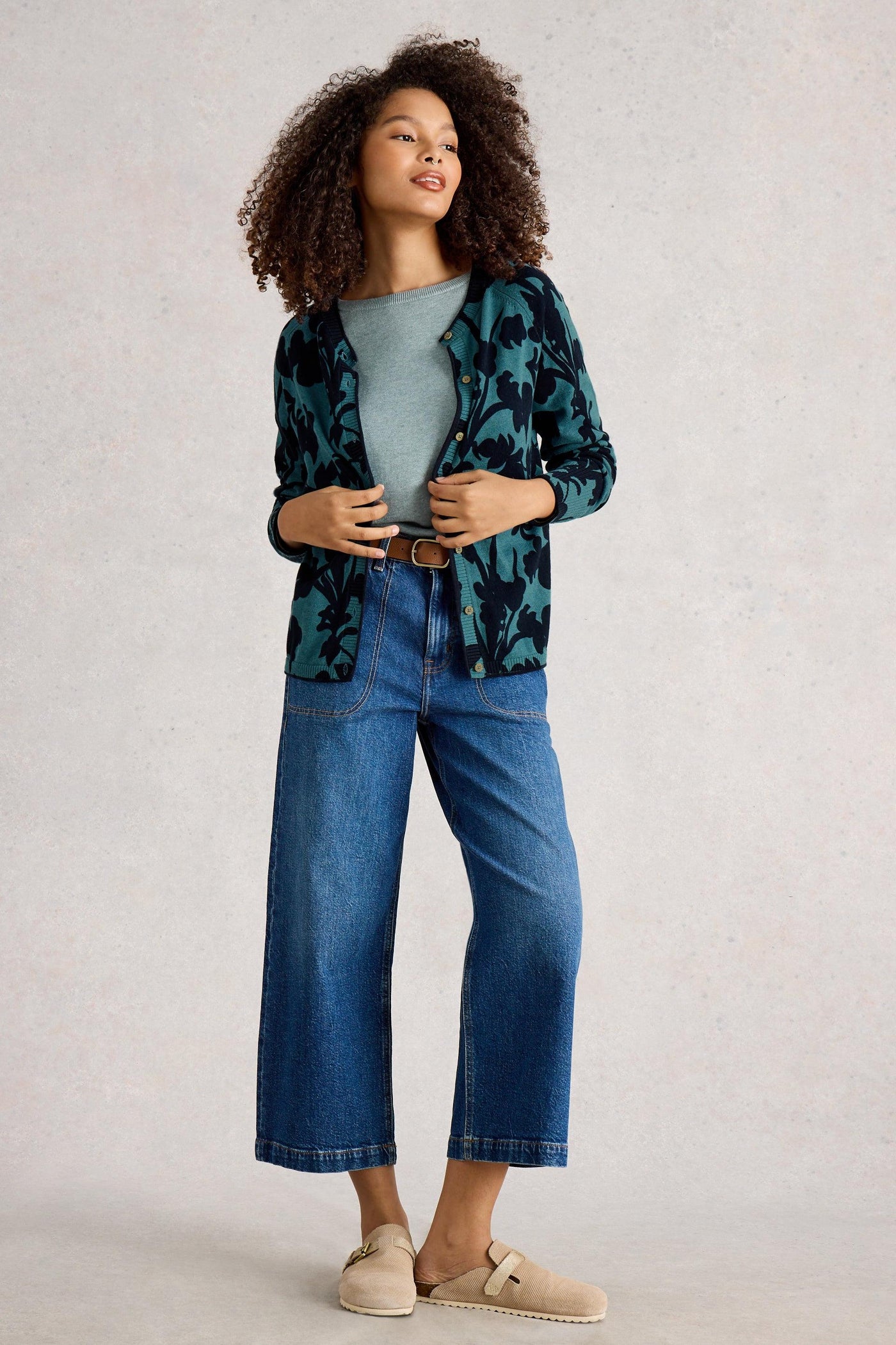 White Stuff Lulu Print Cardigan in Blue Print