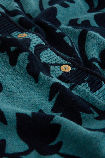 White Stuff Lulu Print Cardigan in Blue Print