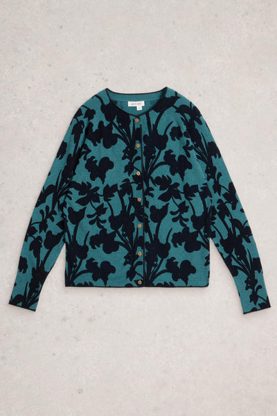White Stuff Lulu Print Cardigan in Blue Print