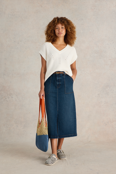 White Stuff Maren Mid Denim Midi Skirt-Womens-Ohh! By Gum - Shop Sustainable