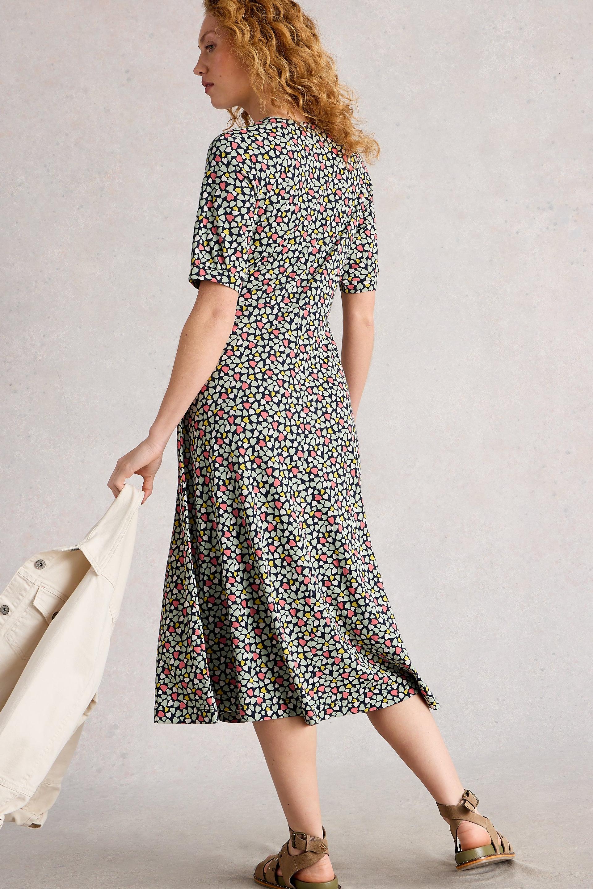 White Stuff Megan Jersey Dress in Navy Multi AW25