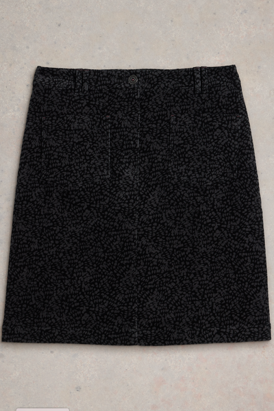 White Stuff Melody Black Print Organic Cord Skirt-Womens-Ohh! By Gum - Shop Sustainable