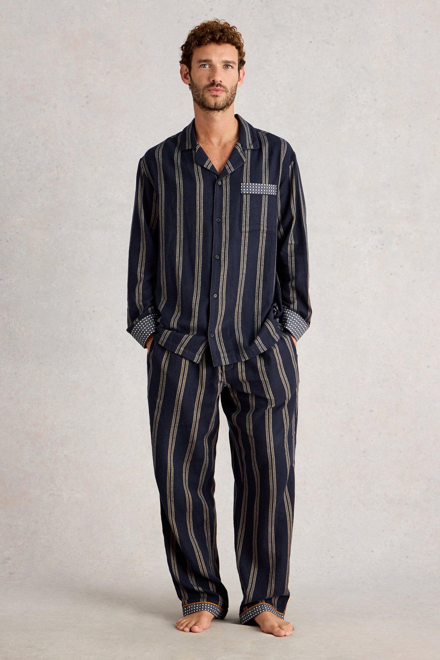White Stuff Moorland Flannel PJ Trouser in Navy Multi AW25