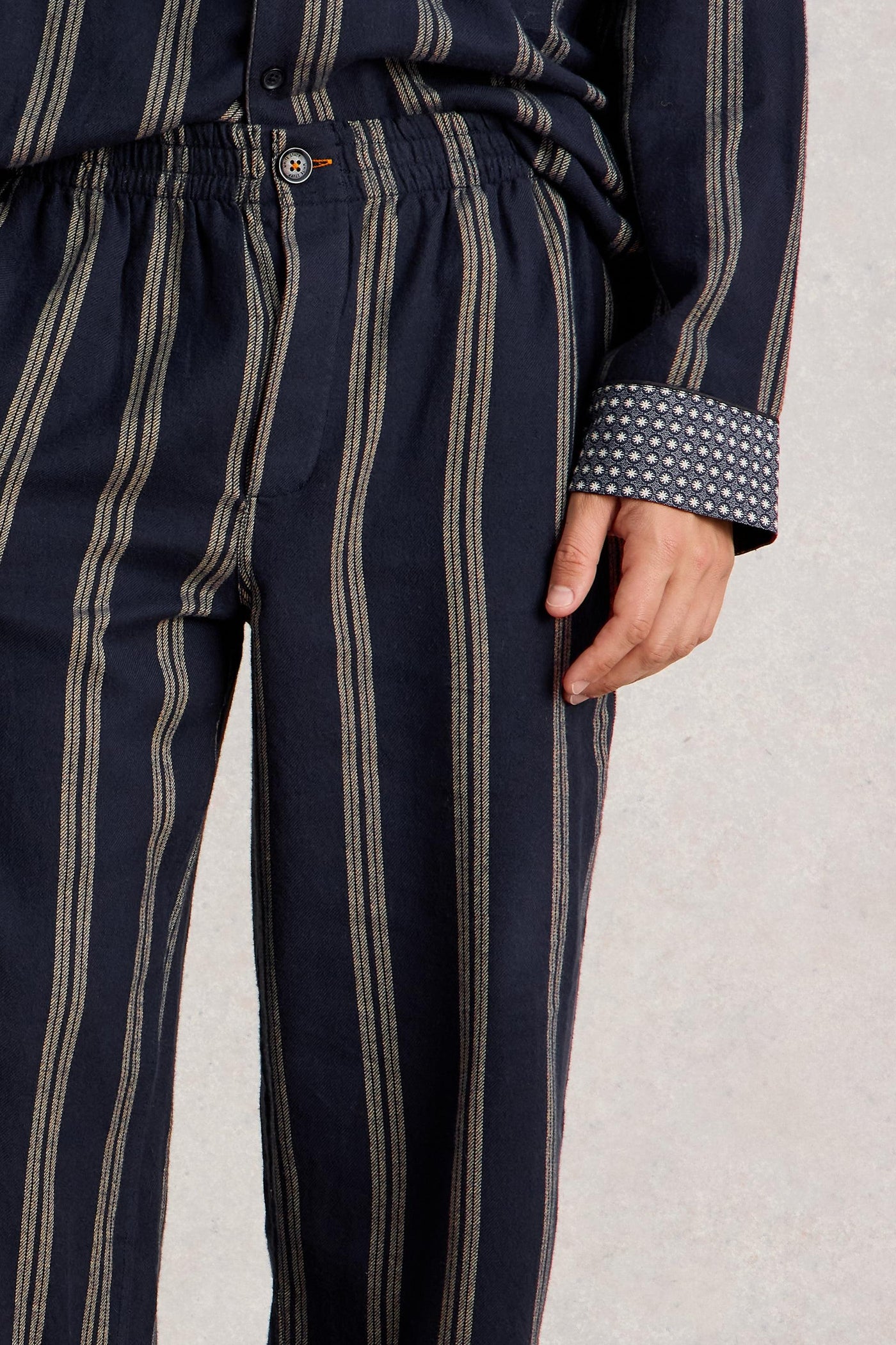 White Stuff Moorland Flannel PJ Trouser in Navy Multi AW25