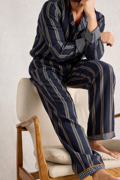 White Stuff Moorland Flannel PJ Trouser in Navy Multi AW25