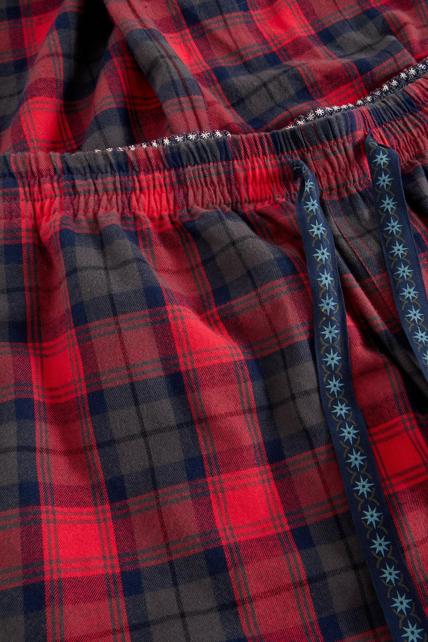 Organic cotton plaid pajama pants with a drawstring