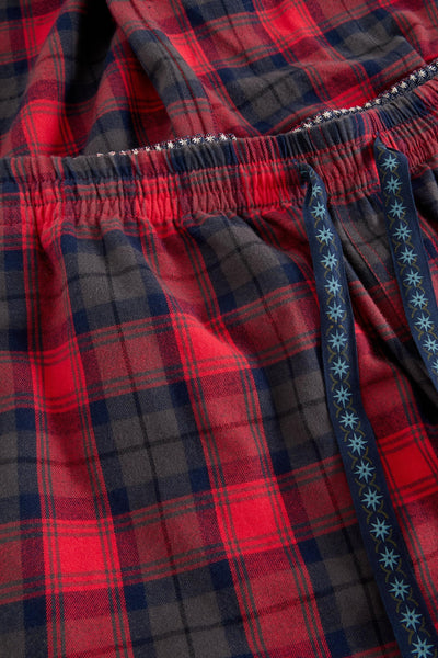 Organic cotton plaid pajama pants with a drawstring