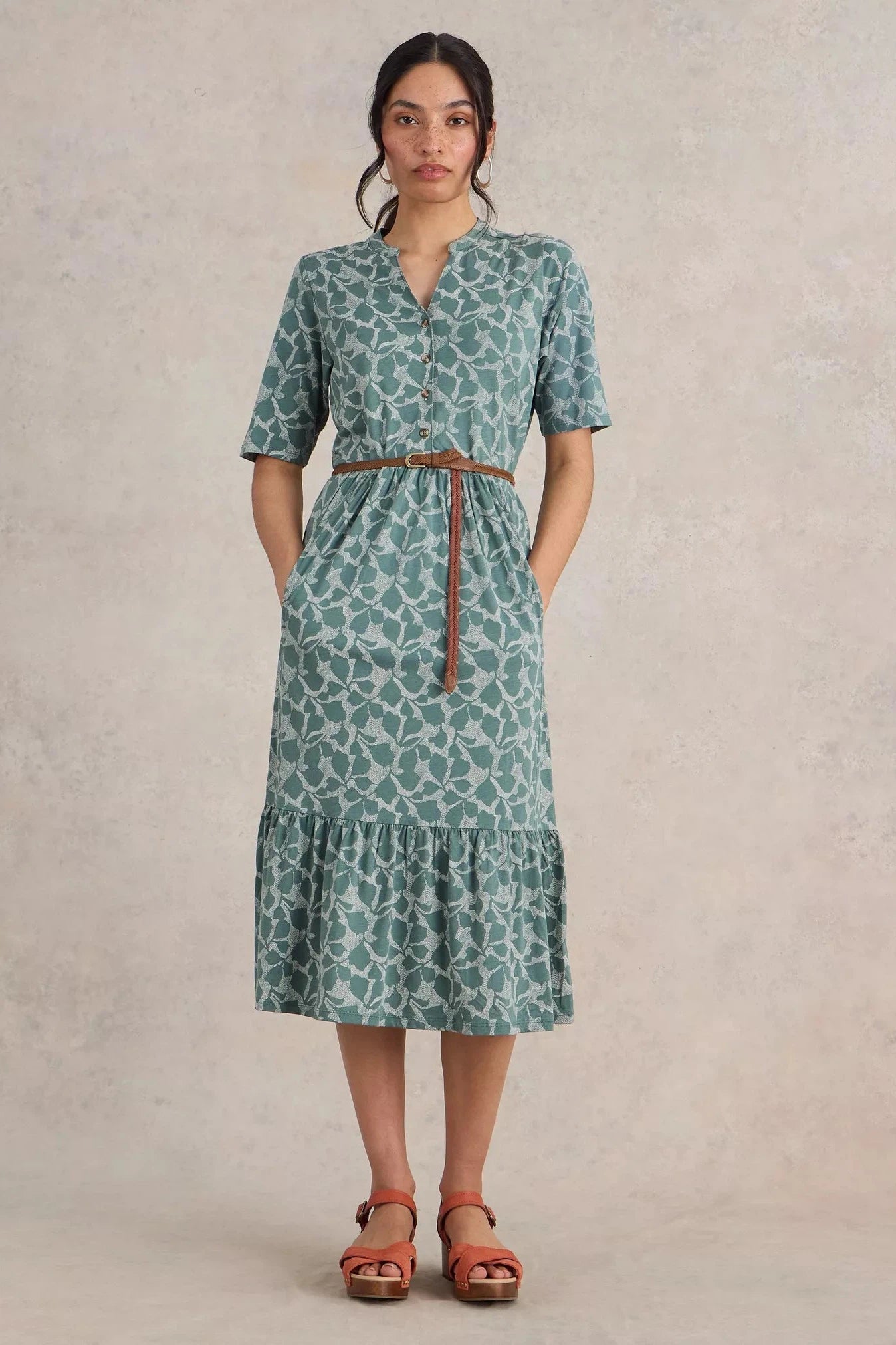 White Stuff Naya Jersey Green Print Dress-Womens-Ohh! By Gum - Shop Sustainable