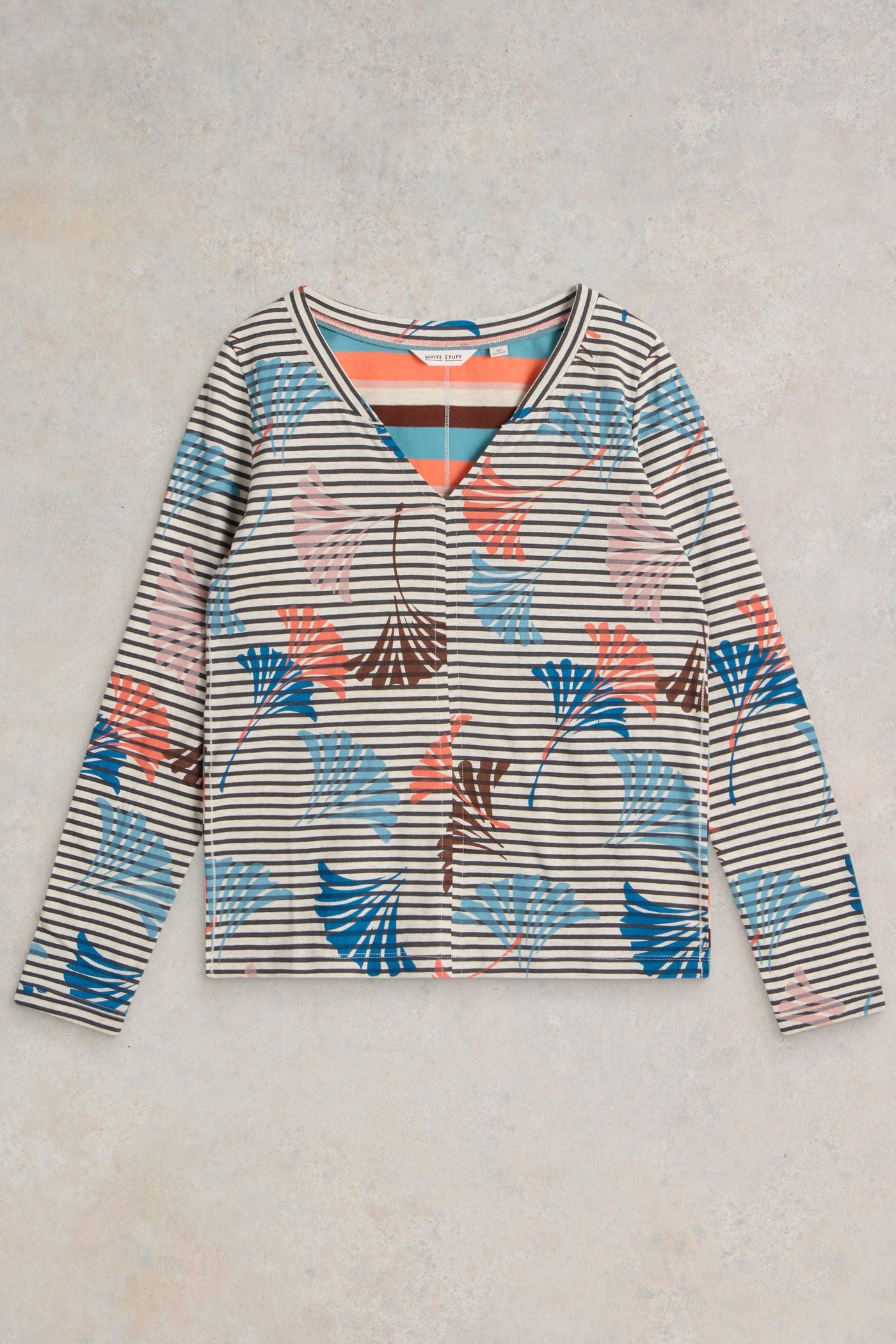 White Stuff Nelly LS Coral MLT Tee-Womens-Ohh! By Gum - Shop Sustainable