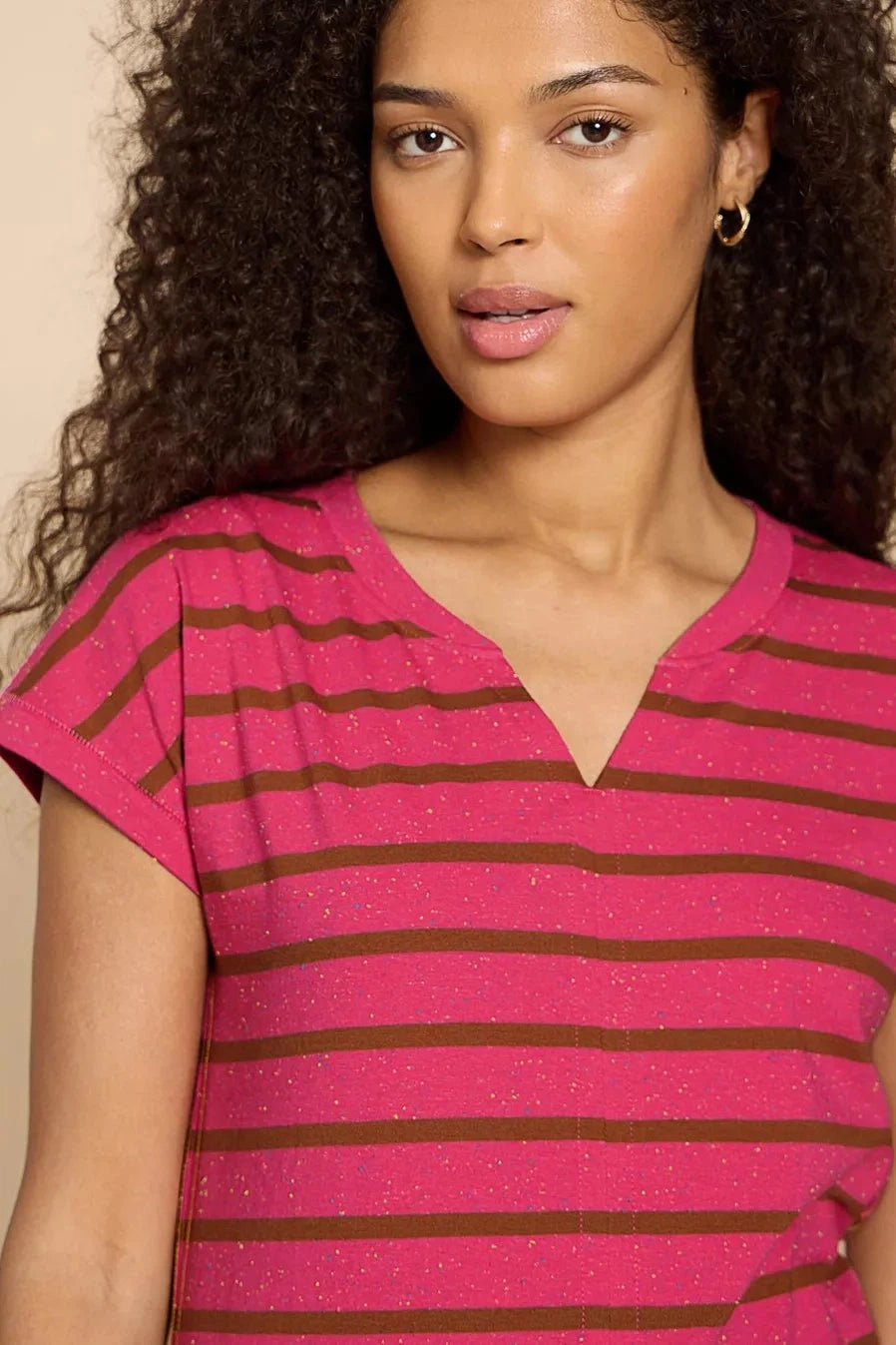 White Stuff Nelly Notch Neck Nep Tee in Pink Multi-Womens-Ohh! By Gum - Shop Sustainable