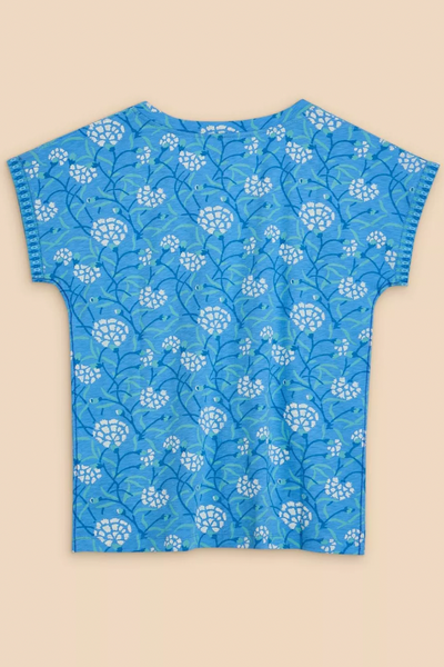 White Stuff Nelly Notch Neck Tee - Blue Print-Womens-Ohh! By Gum - Shop Sustainable