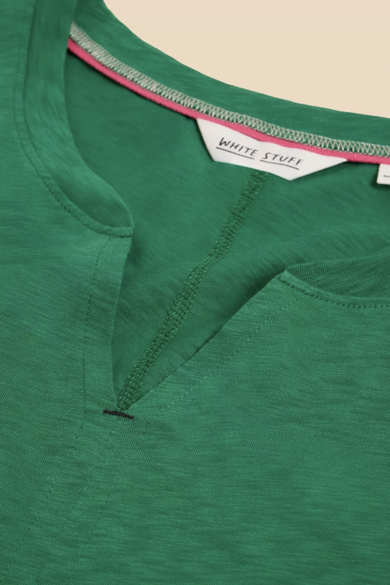 White Stuff Nelly Notch Neck Tee - Mid Green-Womens-Ohh! By Gum - Shop Sustainable