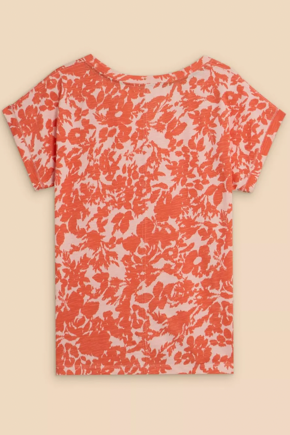White Stuff Nelly Notch Neck Tee - Orange Print-Womens-Ohh! By Gum - Shop Sustainable