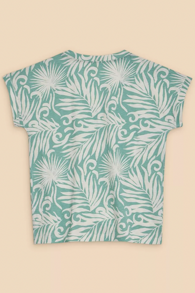 White Stuff Nelly Notch Neck Tee - Teal Print-Womens-Ohh! By Gum - Shop Sustainable