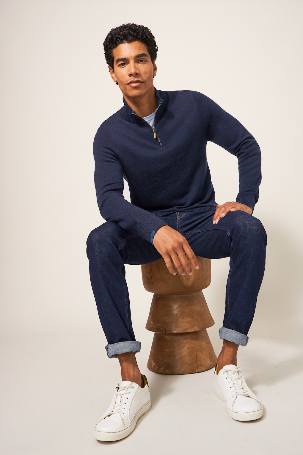 White Stuff Newport Merino Jumper in Dark Navy-Mens-Ohh! By Gum - Shop Sustainable