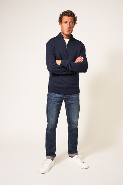 White Stuff Newport Merino Jumper in Dark Navy-Mens-Ohh! By Gum - Shop Sustainable