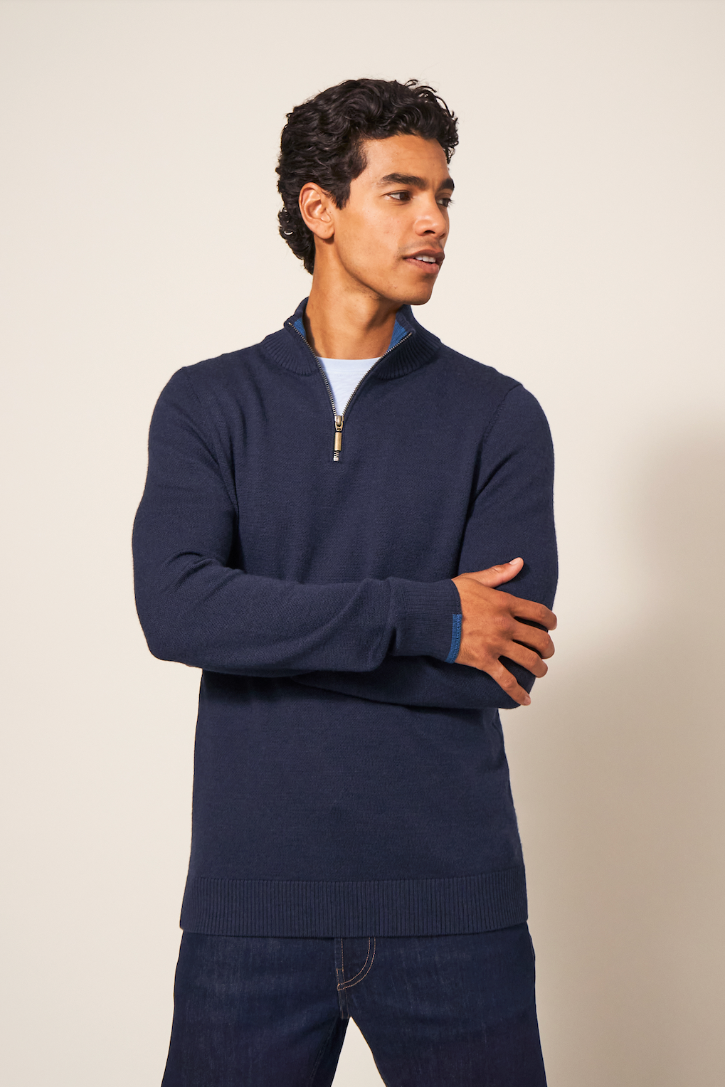 White Stuff Newport Merino Jumper in Dark Navy-Mens-Ohh! By Gum - Shop Sustainable