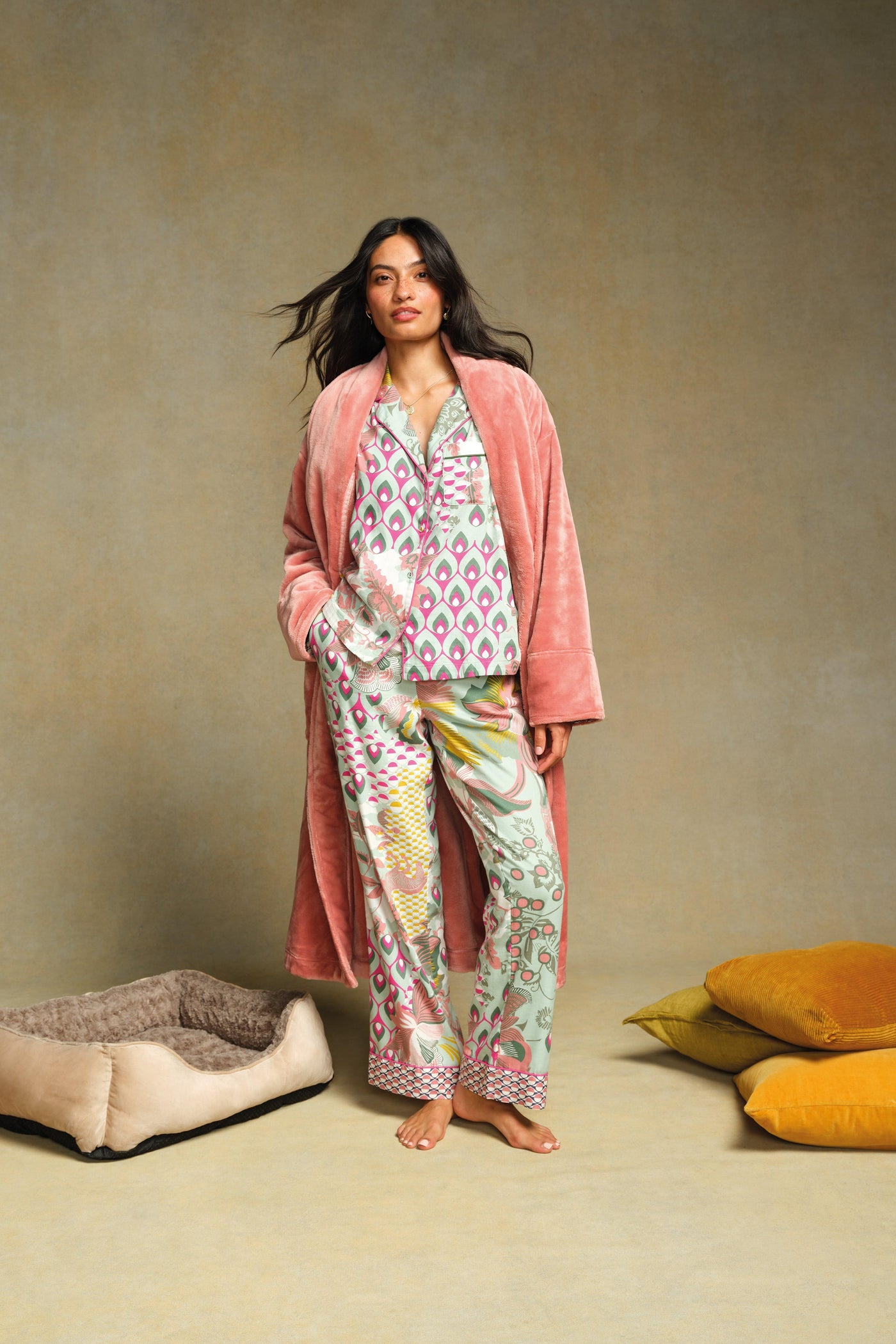 White Stuff Nina Organic PJ Green Multi Bottom