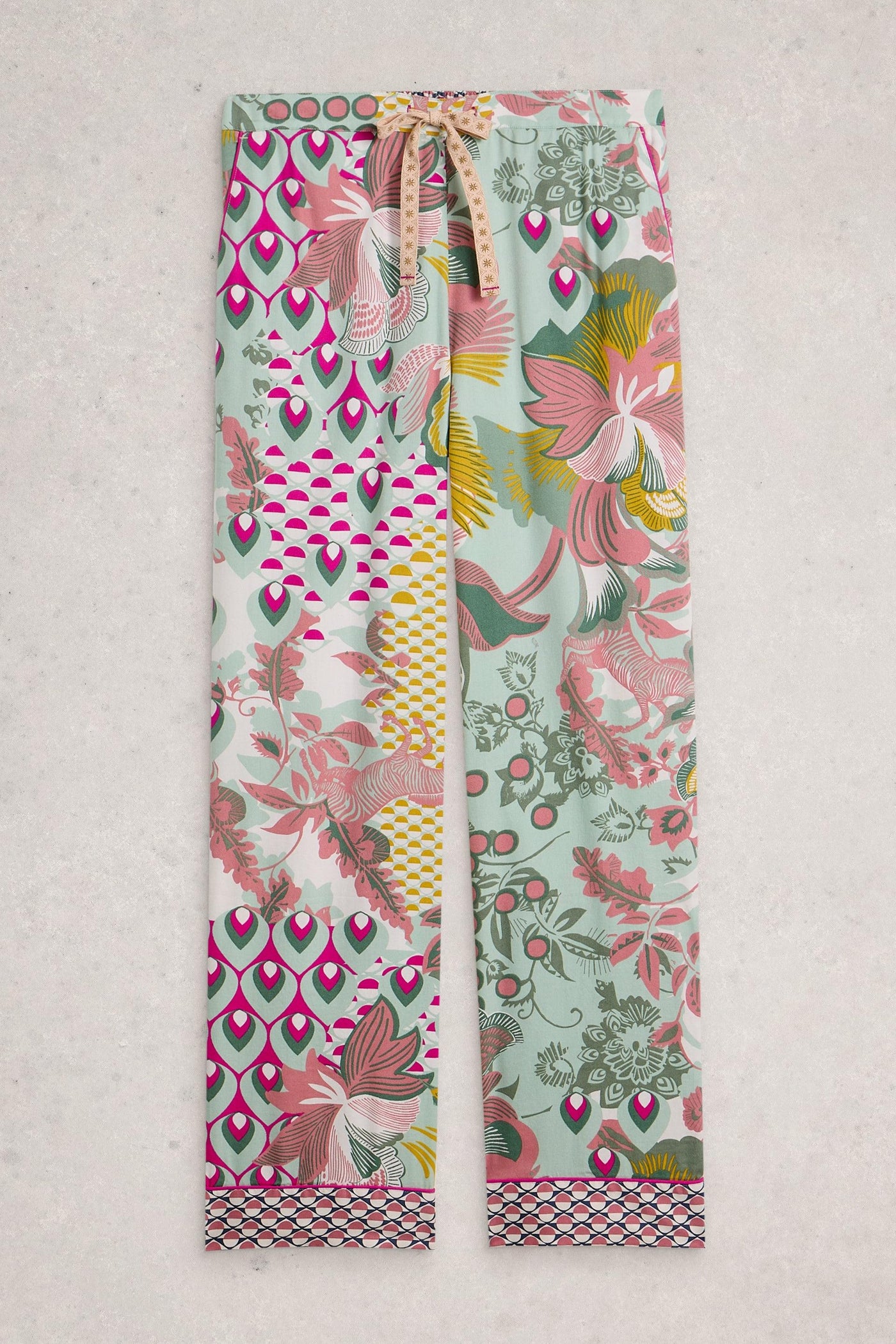 White Stuff Nina Organic PJ Green Multi Bottom