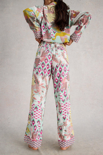 White Stuff Nina Organic PJ Green Multi Bottom