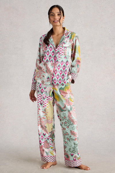 White Stuff Nina Organic PJ Green Multi Bottom