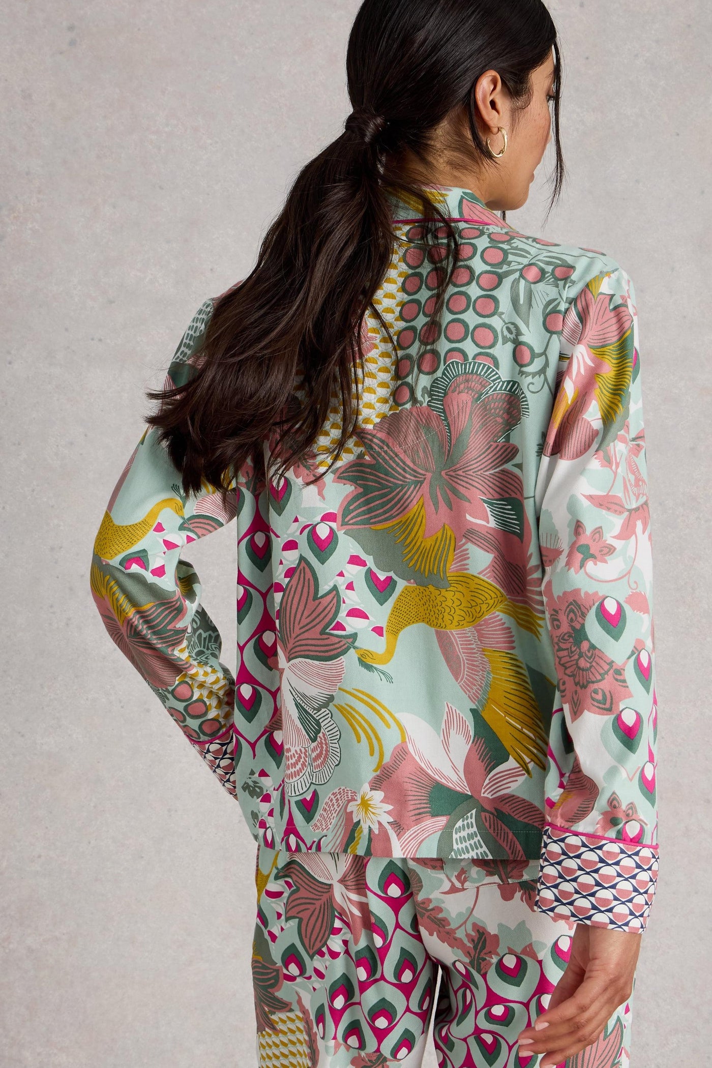 White Stuff Nina Organic PJ Green Multi Shirt