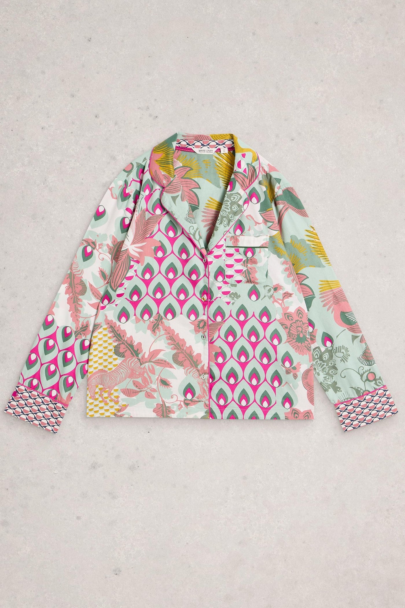 White Stuff Nina Organic PJ Green Multi Shirt