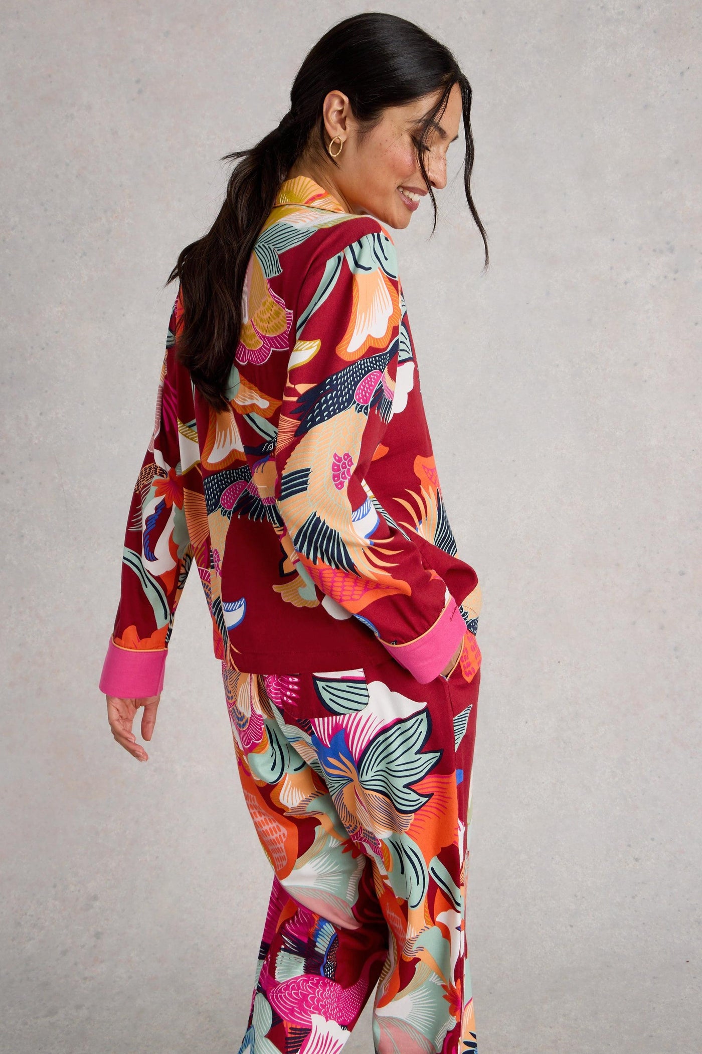 White Stuff Nina Organic PJ Red Mlt Shirt