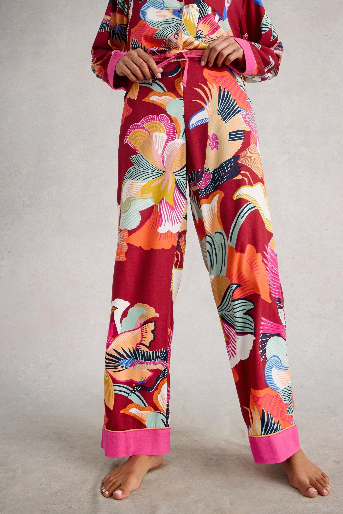 White Stuff Nina Organic PJ Red Multi Bottom