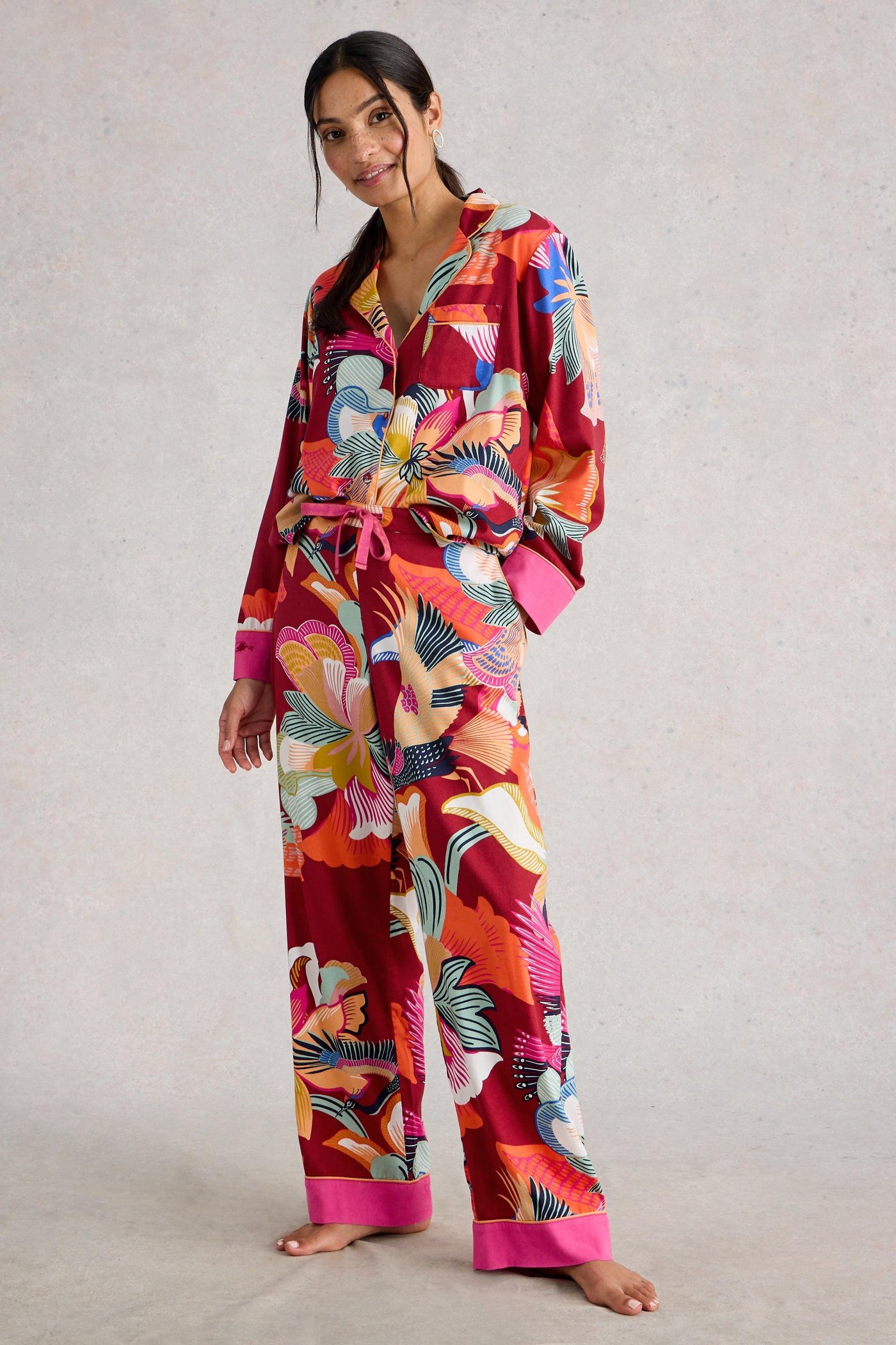White Stuff Nina Organic PJ Red Multi Bottom