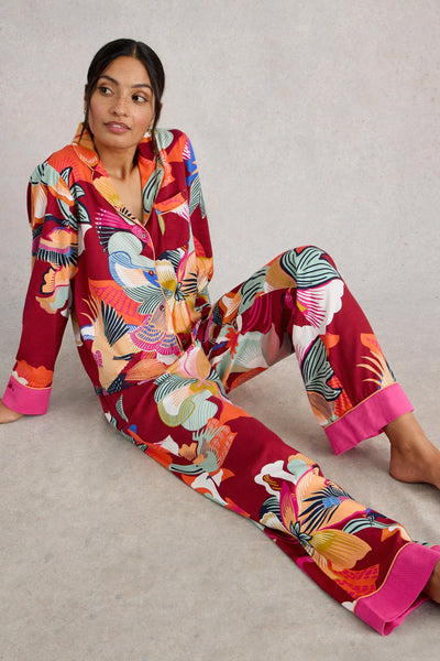 White Stuff Nina Organic PJ Red Multi Bottom