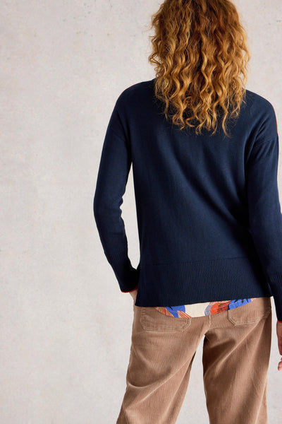 White Stuff Olive Floral Jumper in Navy Multi