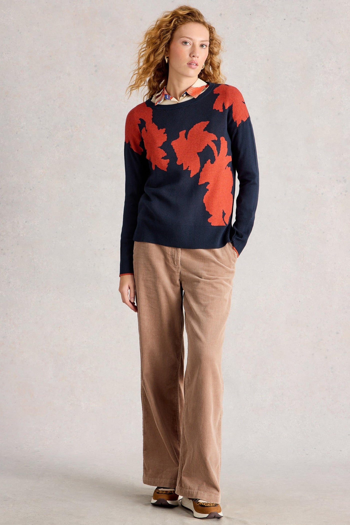 White Stuff Olive Floral Jumper in Navy Multi