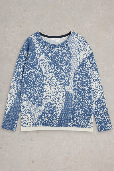 White Stuff Olive Print Jumper in Blue Print