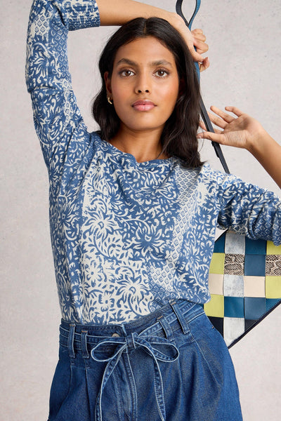 White Stuff Olive Print Jumper in Blue Print