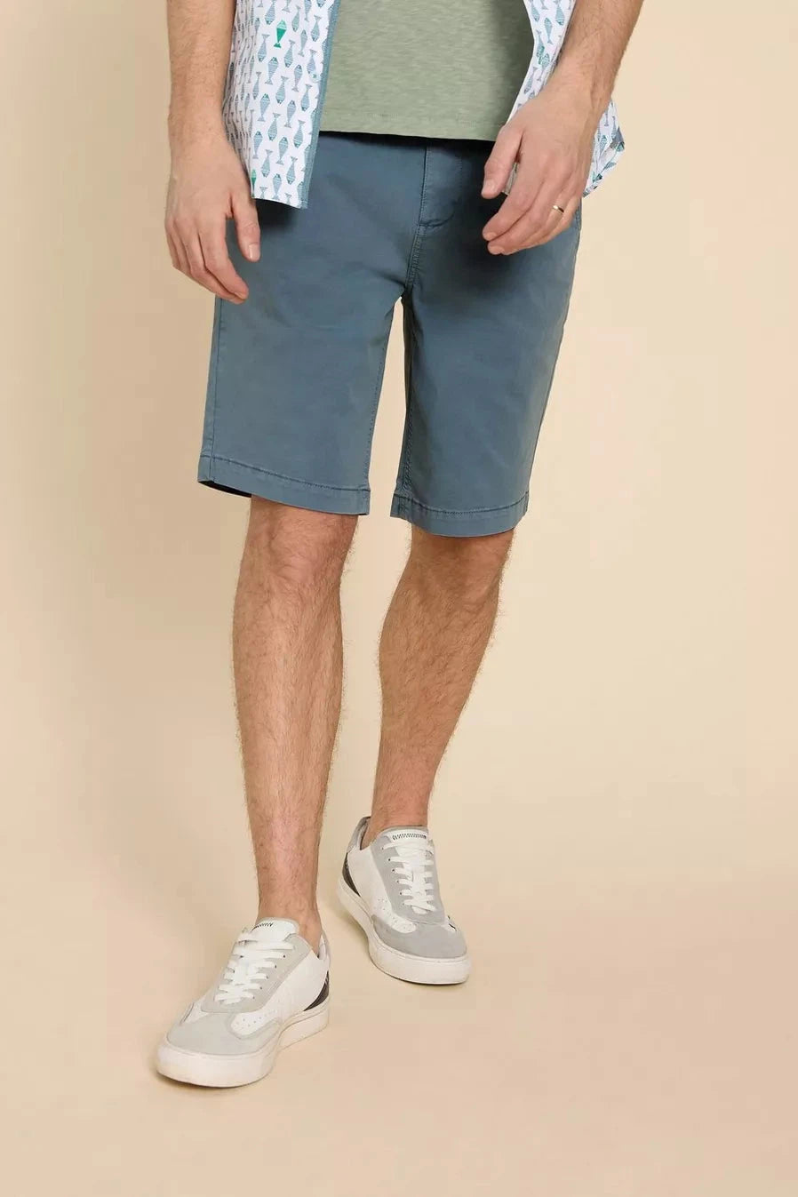 White Stuff Organic Cotton Chino Short - Mid Blue-Mens-Ohh! By Gum - Shop Sustainable