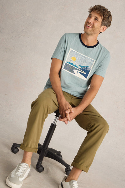 White Stuff Peak Pedals Graphic Tee in Blue Print-Mens-Ohh! By Gum - Shop Sustainable