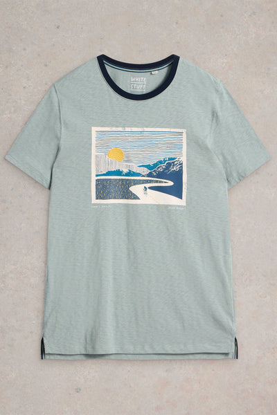 White Stuff Peak Pedals Graphic Tee in Blue Print-Mens-Ohh! By Gum - Shop Sustainable