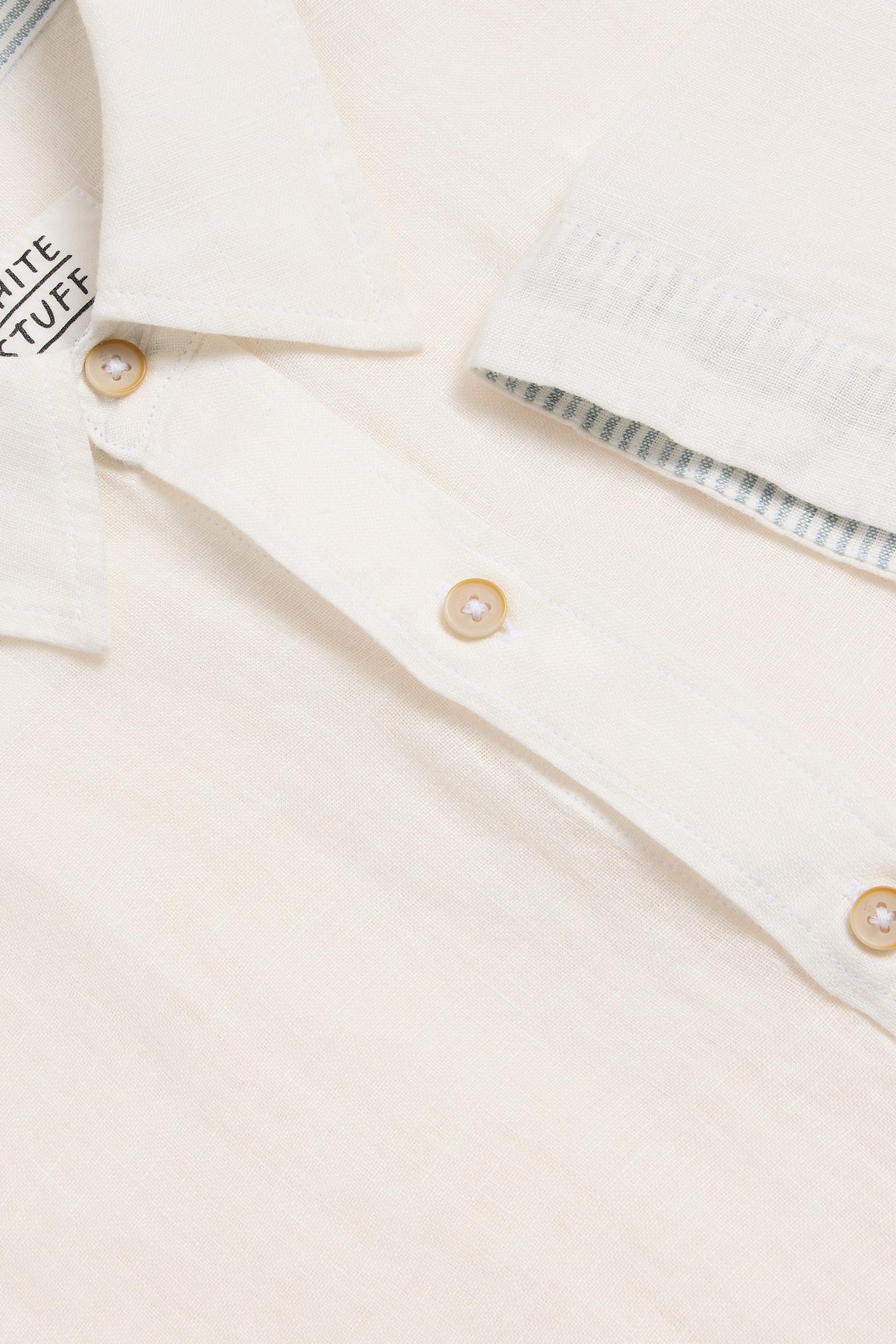 White Stuff Pembroke Short Sleeve Linen Shirt in Brilliant White