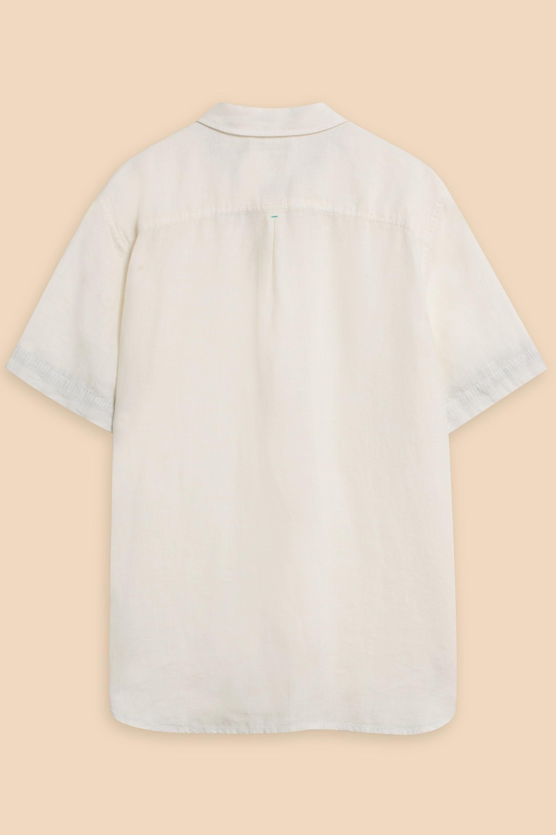 White Stuff Pembroke Short Sleeve Linen Shirt in Brilliant White