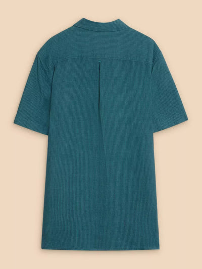 White Stuff Pembroke Short Sleeve Linen Shirt in Teal Multi-Mens-Ohh! By Gum - Shop Sustainable