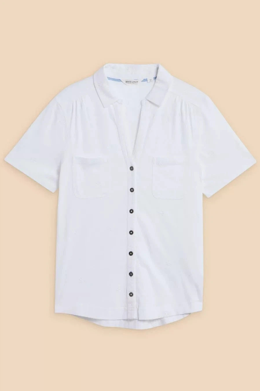 White Stuff Penny Pocket Embroidered Shirt in Pale Ivory-Womens-Ohh! By Gum - Shop Sustainable