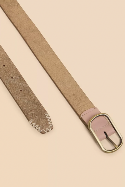 White Stuff Reversible Leather Belt - Gold Tan Metallic-Womens-Ohh! By Gum - Shop Sustainable