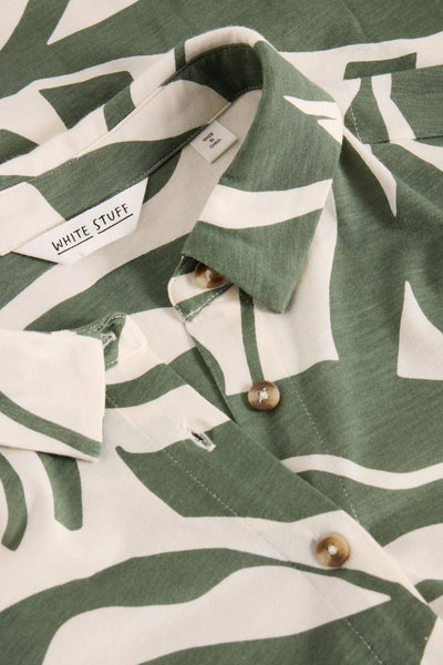 White Stuff Ria Green Print Jersey Shirt Dress-Womens-Ohh! By Gum - Shop Sustainable